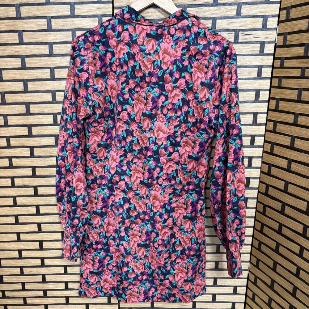 Fate Bohme Floral Button Down Ruched Dress Size Large - Picture 3 of 10